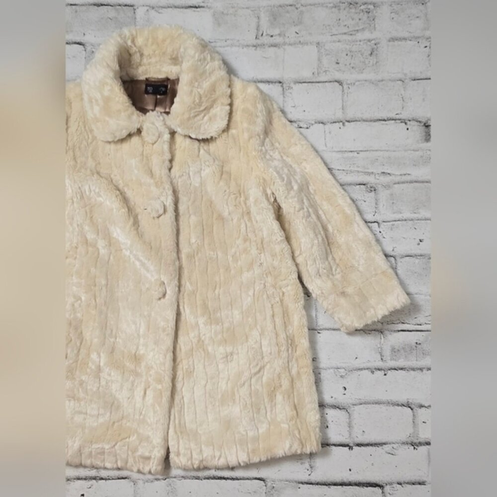 Topshop Cream Faux Fur Coat - Picture 5 of 11